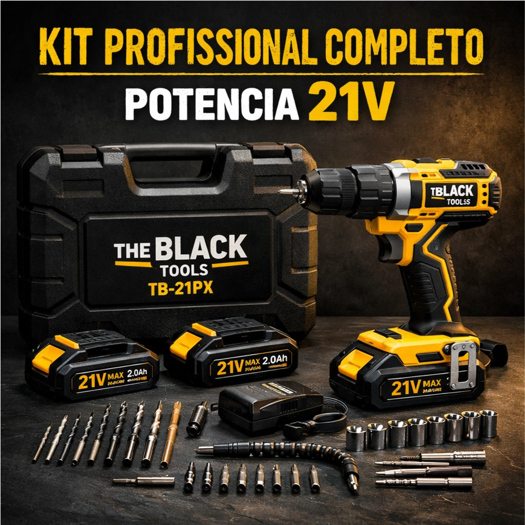 Parafusadeira Furadeira de Impacto The Black Tools Profissional 21V