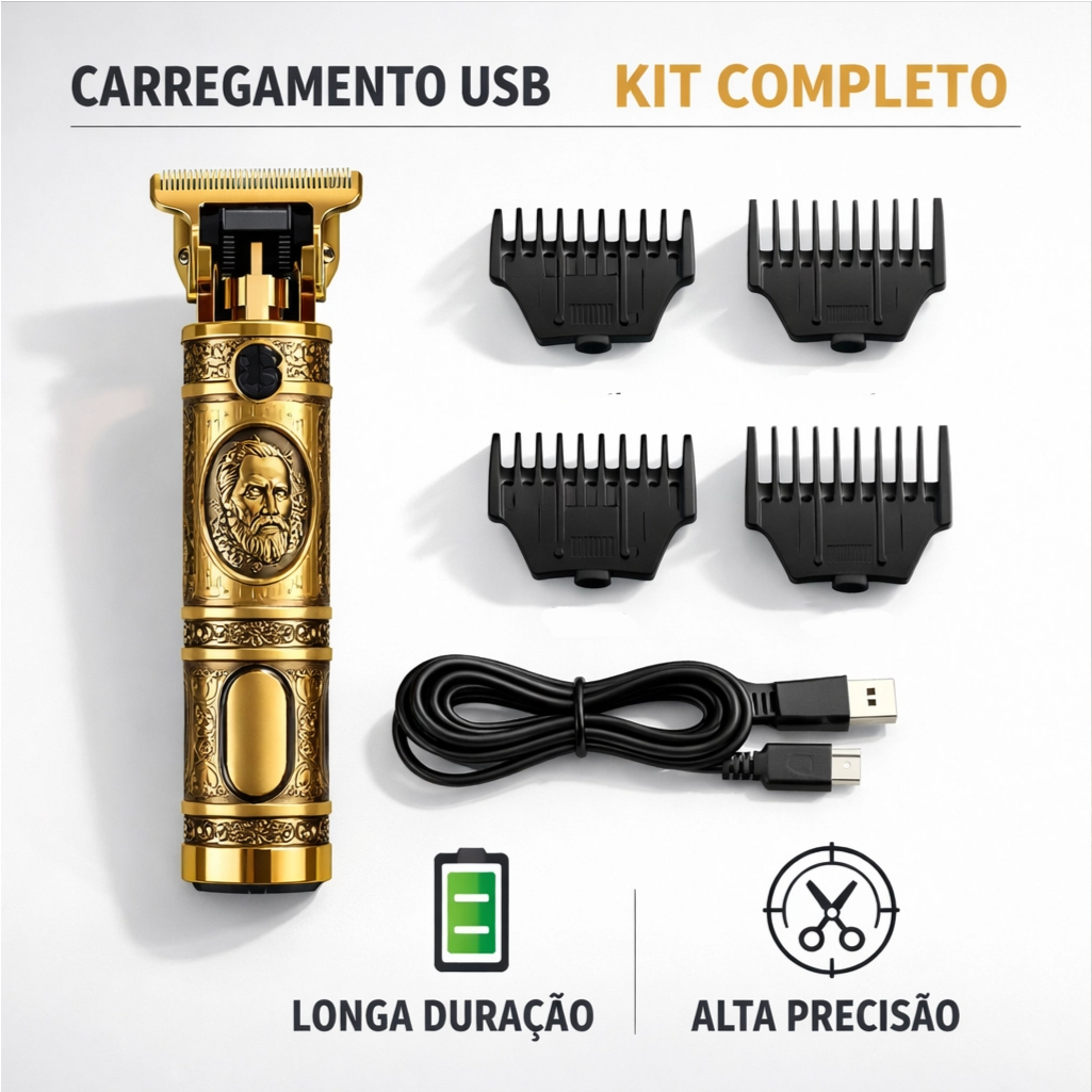 Máquina de Cortar Cabelo e Barba Profissional USB